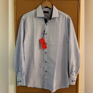 BC COLLECTION Light Blue Stripes & Arrows Contrast Cuff Dress Shirt Sz S NWT
